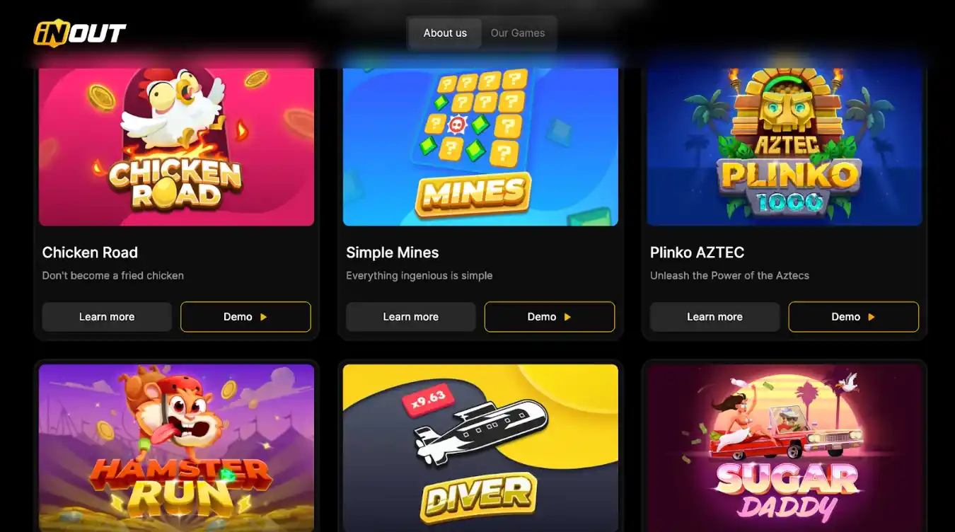 Sélection de jeux colorés comme Chicken Road et Diver